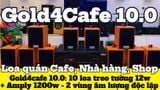 Loa thông báo phát nhạc nền tự động Gold4cafe 10.0 màu vân gỗ đỏ (10 loa + 1 amply), Amply 1200w - 2 vùng âm lượng, loa được thiết kế riêng cho quán, bật lớn không tạp âm, bảo hành dài hạn 5 năm