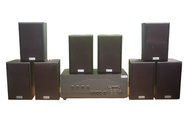 [Diện tích 160m2 + 04 Kênh] Amply Goldsound A917-4K 4 vùng âm lượng 1200w + 8 loa Goldsound treo tường V40C 40w , loa được thiết kế riêng cho quán, bật lớn không tạp âm, miễn phí công lắp đặt, bảo hành dài hạn 5 năm.