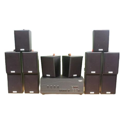 [Diện tích 240m2 + 4 Kênh] Amply Goldsound A917-4K 4 vùng 1500w + 12 loa Goldsound vệ tinh treo tường V25C 25w , loa được thiết kế riêng cho quán, bật lớn không tạp âm, miễn phí công lắp đặt, bảo hành dài hạn 5 năm.