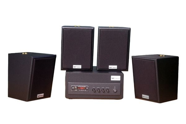 [Diện tích 80m2 + 2 Kênh] Amply A501_DA Goldsound 500w + 4 loa Goldsound V25C_DA 25w, loa được thiết kế riêng cho quán, bật lớn không tạp âm, miễn phí công lắp đặt, bảo hành dài hạn 5 năm.