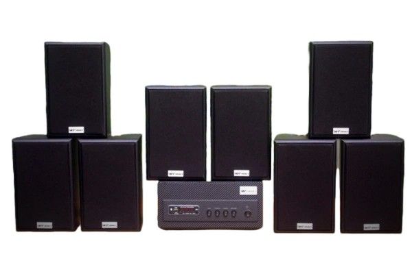 Loa treo tường, phát nhạc nền thông báo: A501 Goldsound 500w + 8 loa Goldsound V40C 40w, loa được thiết kế riêng cho quán, bật lớn không tạp âm, miễn phí công lắp đặt, bảo hành dài hạn 5 năm.