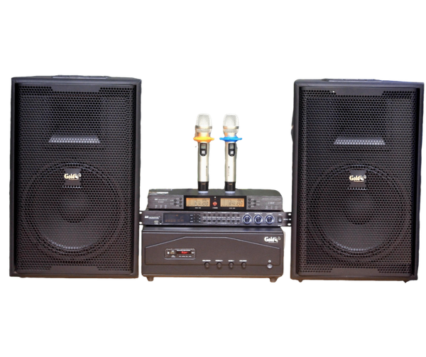 Dàn âm thanh Acoustic V258PU: Đẩy 1200w Goldsound + 2 loa Goldsound V258PU - 258w + 1 Micro không dây  + 1 vang cơ, bảo hành dài hạn 5 năm.