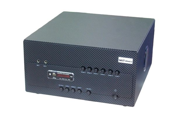 Âm ly cho quán cafe A1800: 6 phân vùng đầu ra (1800w, đủ kết nối Bluetooth, RCA, AV, USB) chuyên dụng cho quán lớn, toà chung cư, khu liên hợp.