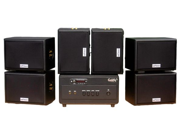 Dàn loa sân vườn: Amply A154PU Goldsound 150w + 6 loa Goldsound ngoài trời V101-NT - 15w, loa được thiết kế riêng cho quán, bật lớn không tạp âm,  không bao gồm công lắp đặt, bảo hành 12 tháng