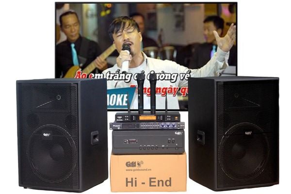 Dàn âm thanh sân khấu, hội trường, karaoke V358PU Goldsound (loa V358PU, cục đẩy A958PU-2K, Micro không dây, vang...)