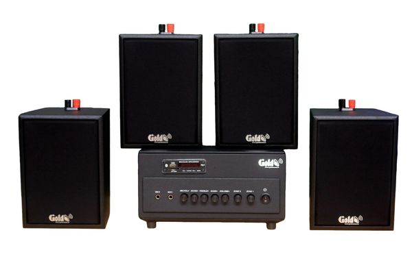 [Diện tích 80m2 + 2 Kênh] A384PU-2K Goldsound 2 vùng âm lượng 380w + 4 loa Goldsound V25C, loa được thiết kế riêng cho quán, bật lớn không tạp âm, miễn phí công lắp đặt, bảo hành dài hạn 5 năm.