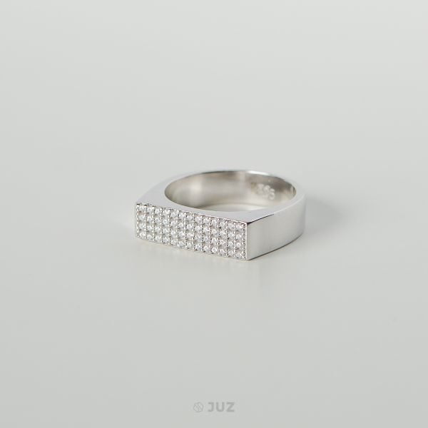  Nhẫn bạc nam Signet Rectangle Cz 