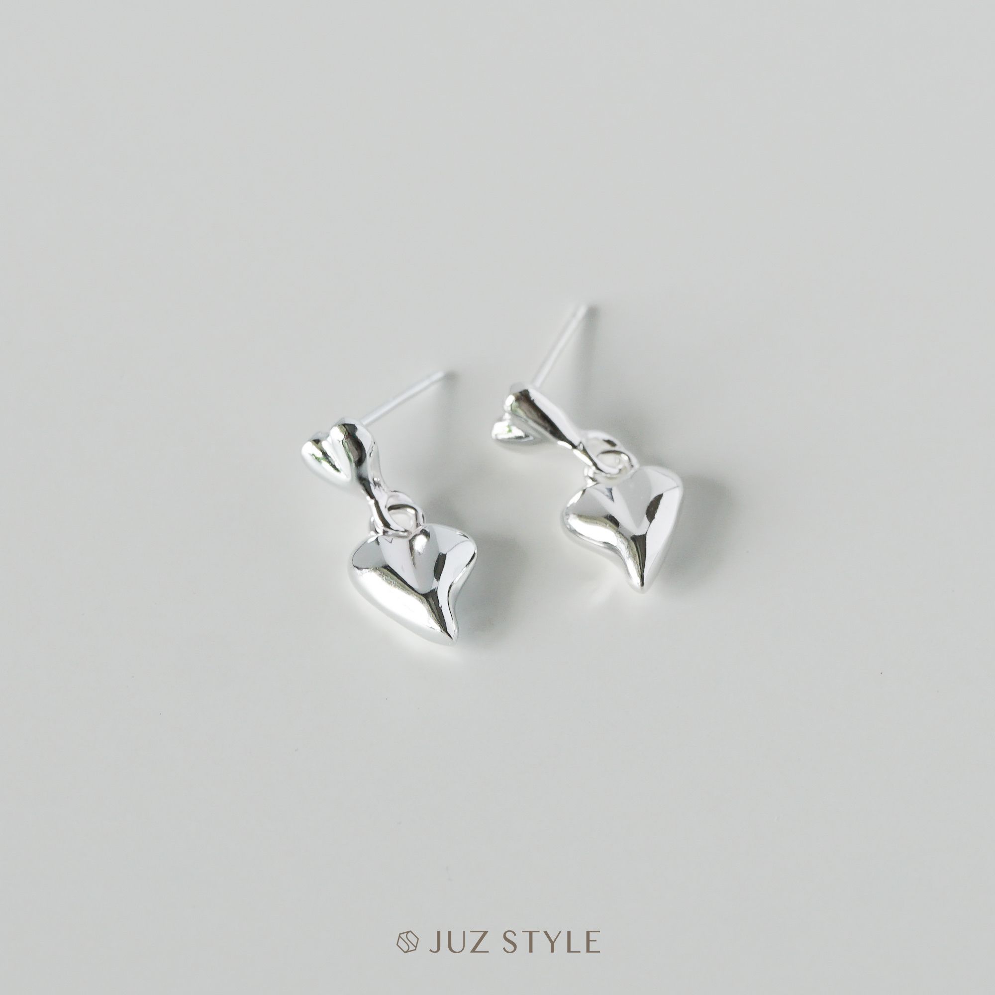  Bông tai bạc Double hearts 