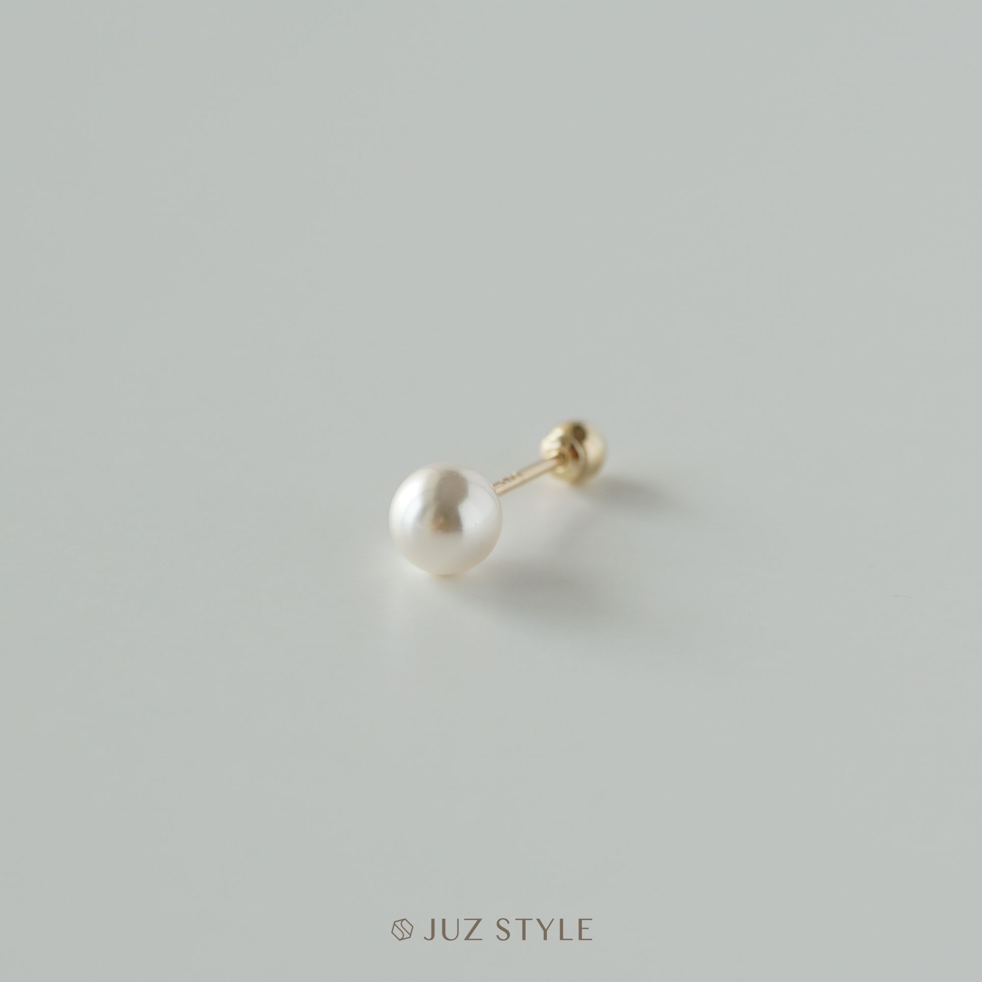  Bông tai vàng 14K Pearl ballstud 4/5mm 