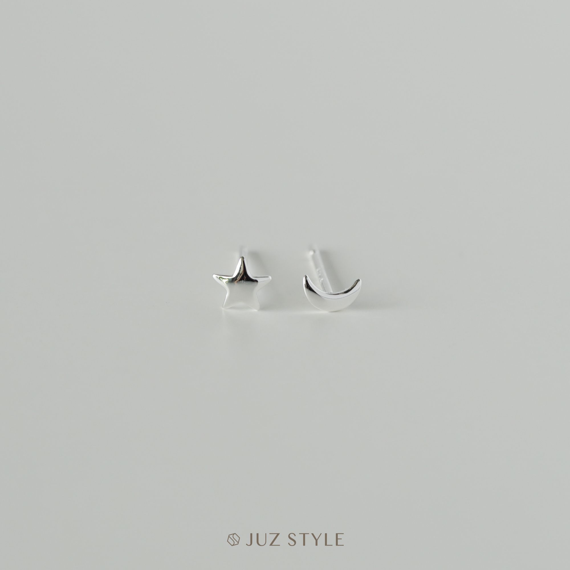  Bông tai bạc Crescent & star 