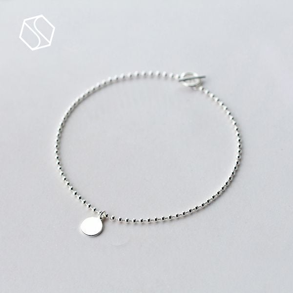  Lắc chân bạc Ball chain & tag 