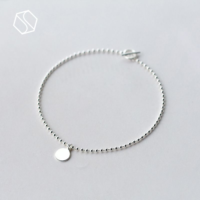  Lắc chân bạc Ball chain & tag 