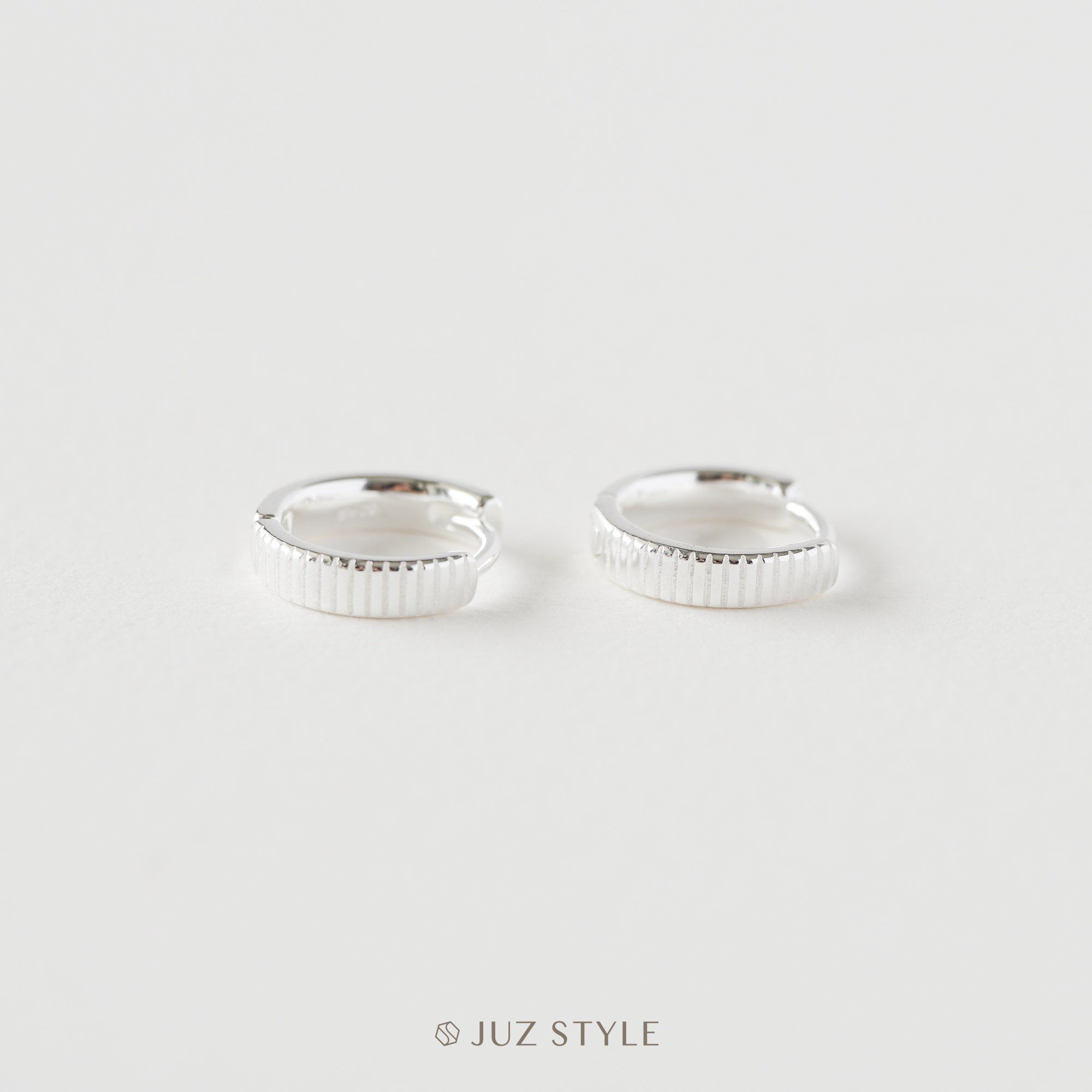  Bông tai bạc hoop lines 