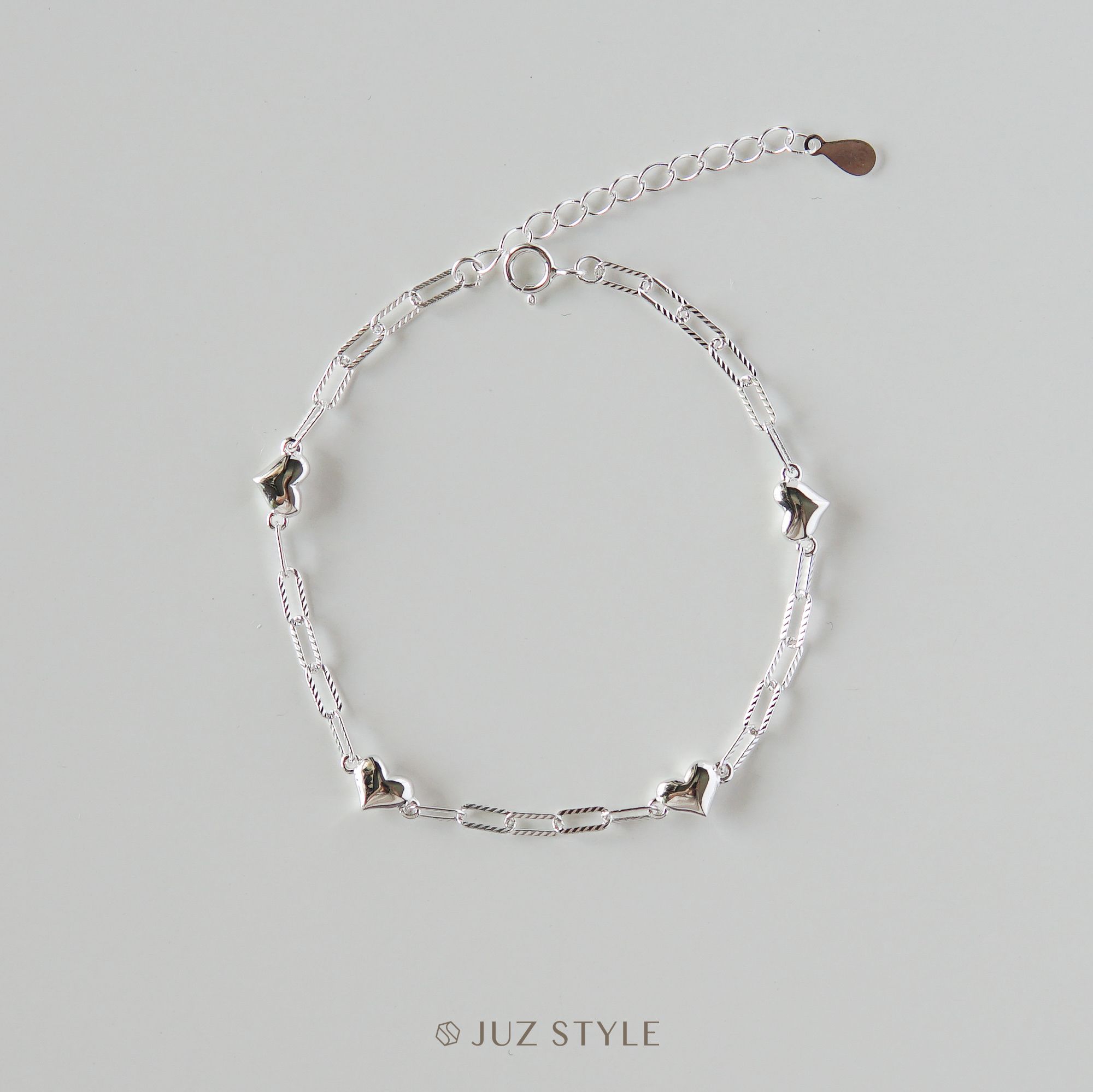  Lắc tay bạc Hearts oval chain 