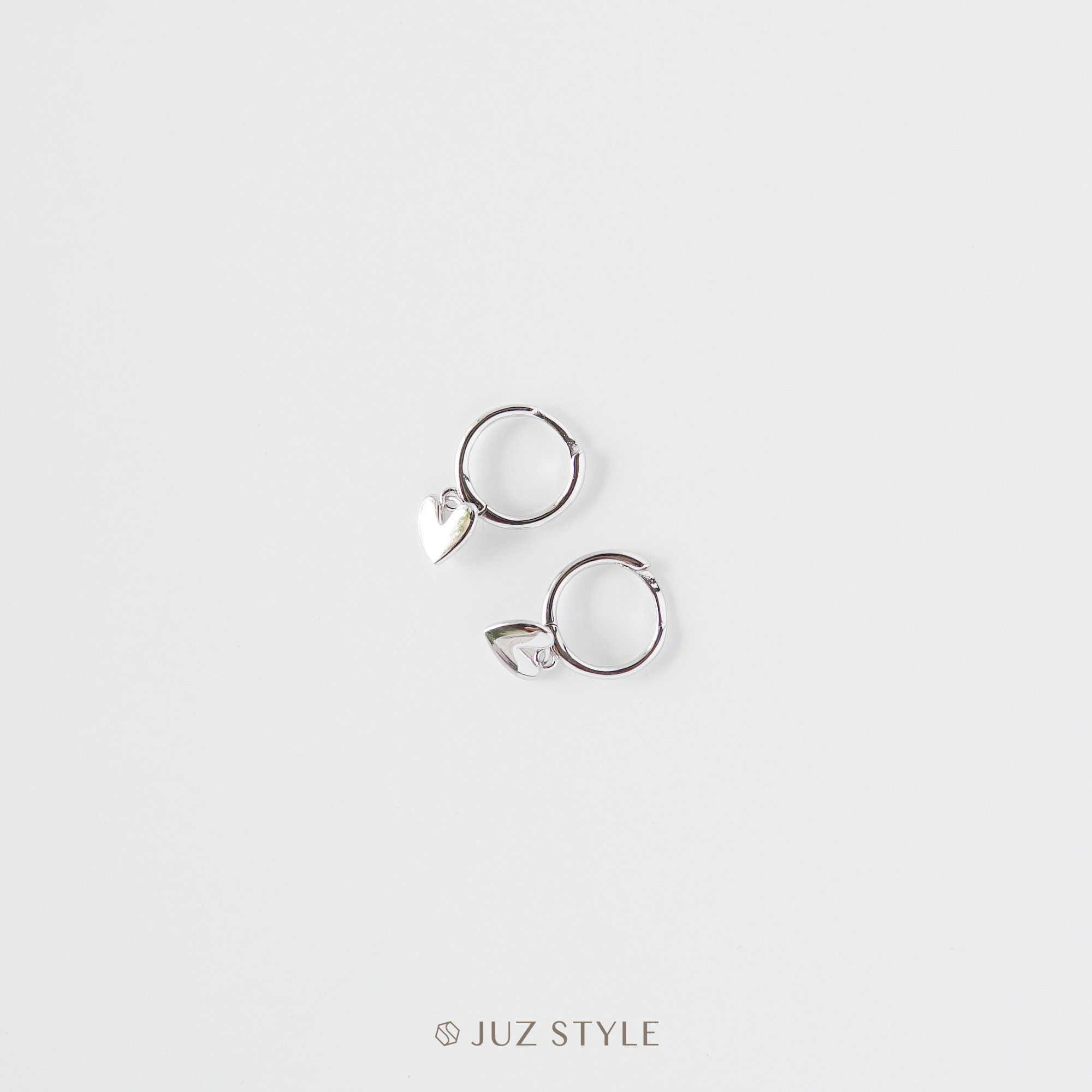  Bông tai bạc Heart hoop 