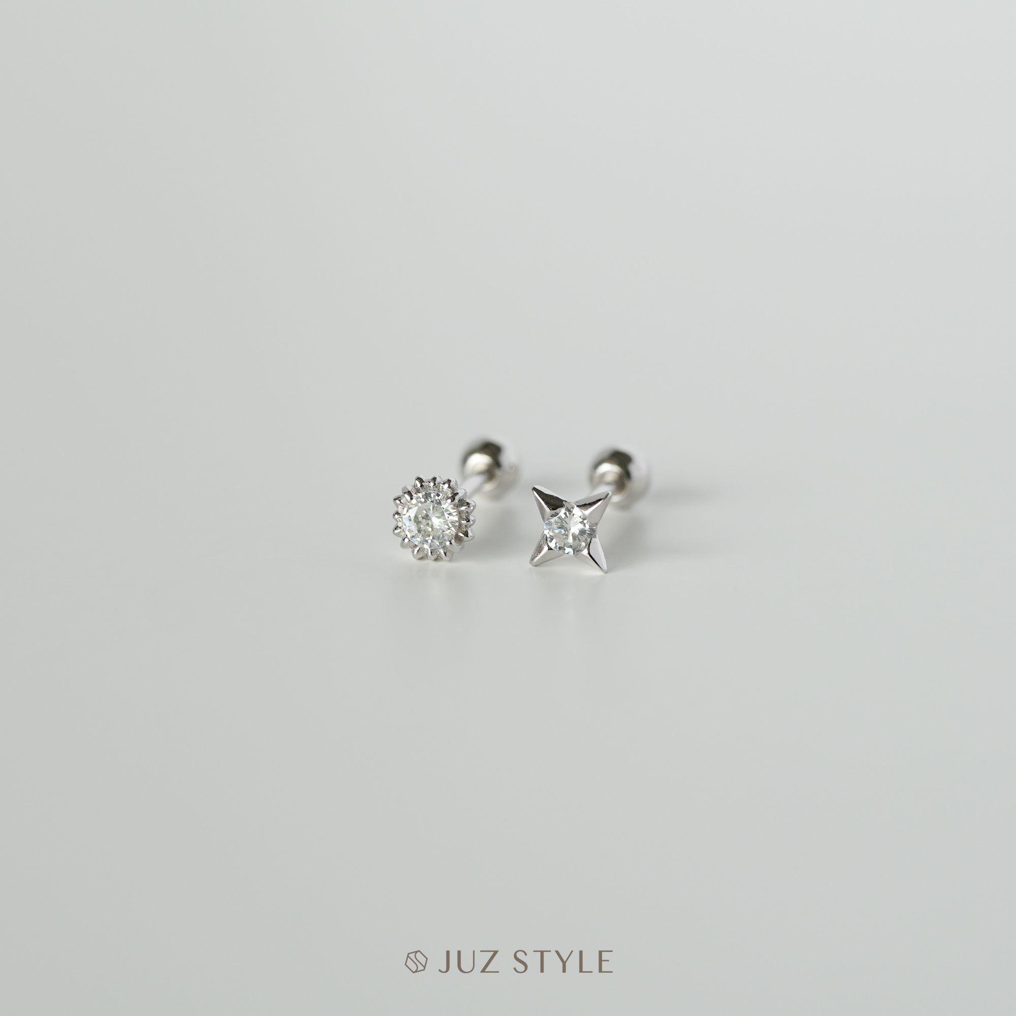  Bông tai bạc Starlight Cz ballstuds 