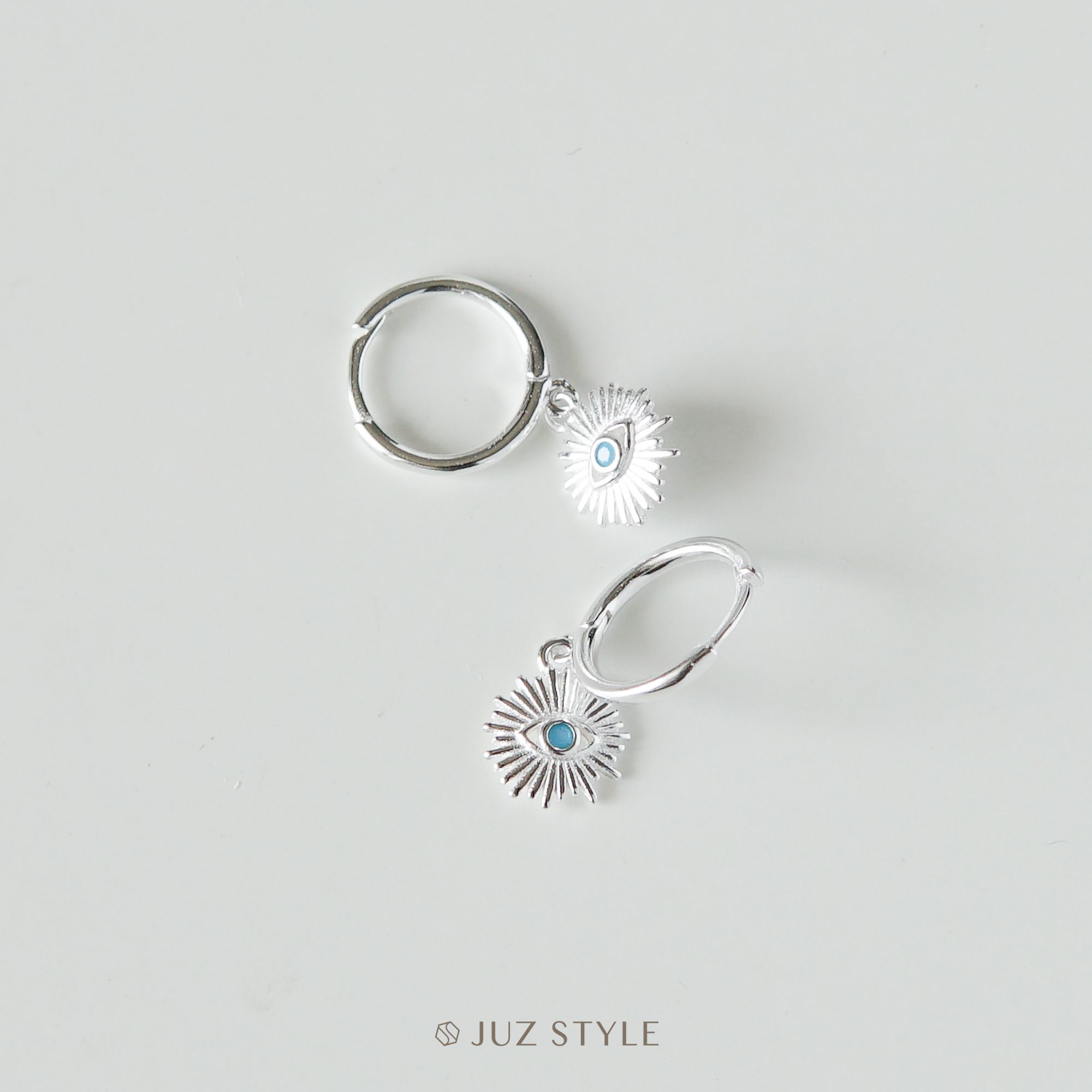  Bông tai bạc blue eye hoop 