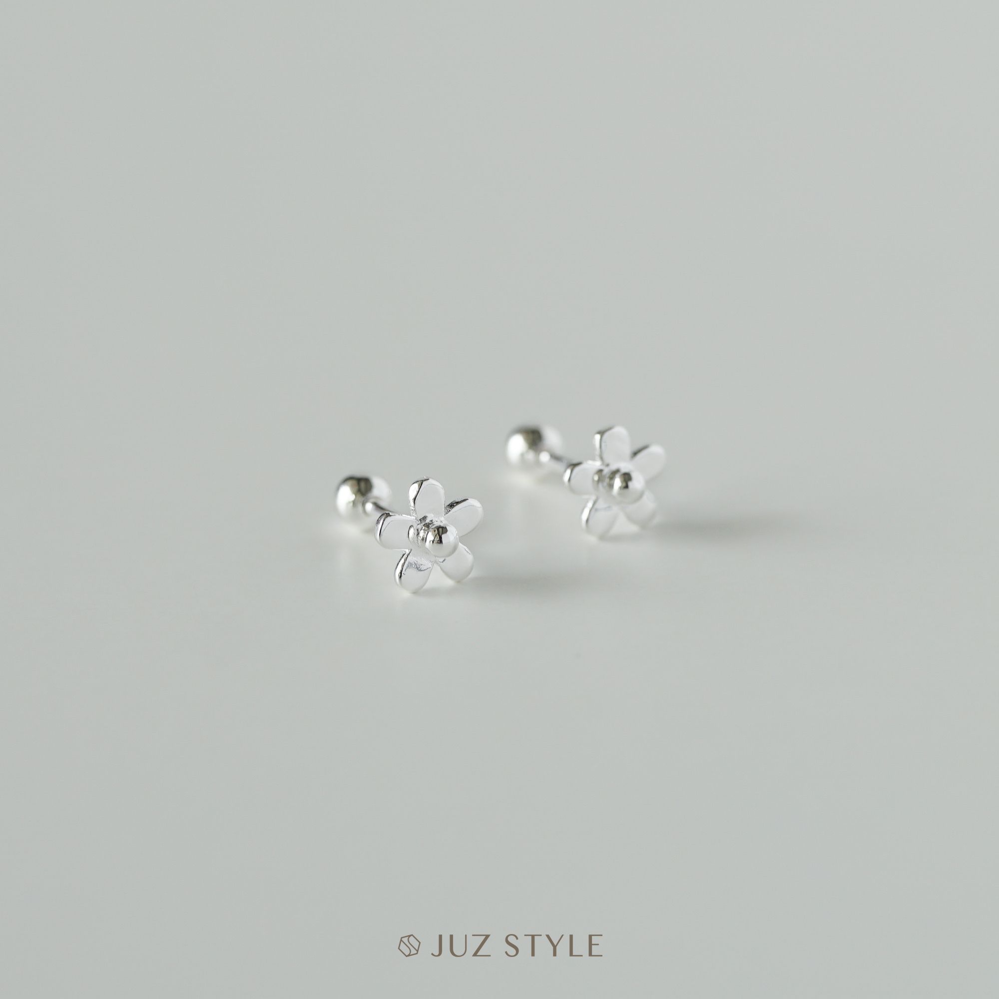  Bông tai bạc Flower ballstuds 