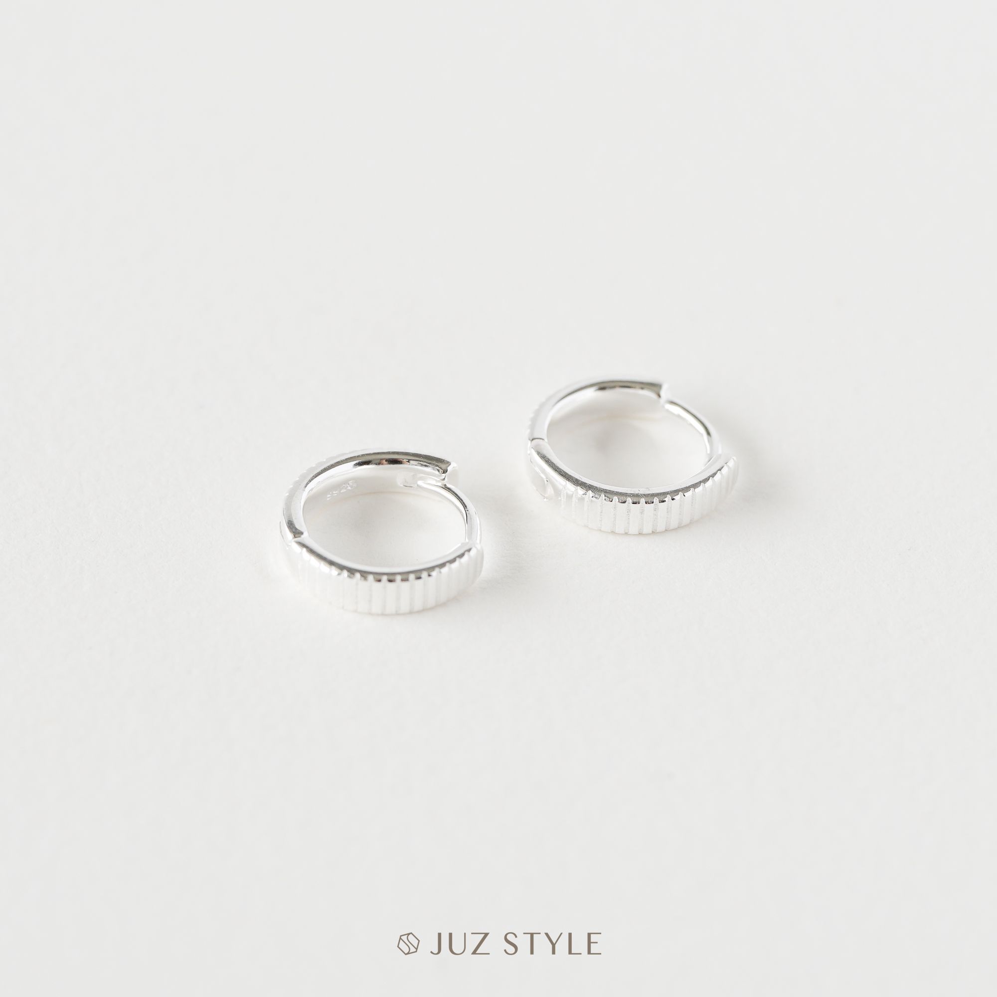  Bông tai bạc hoop lines 