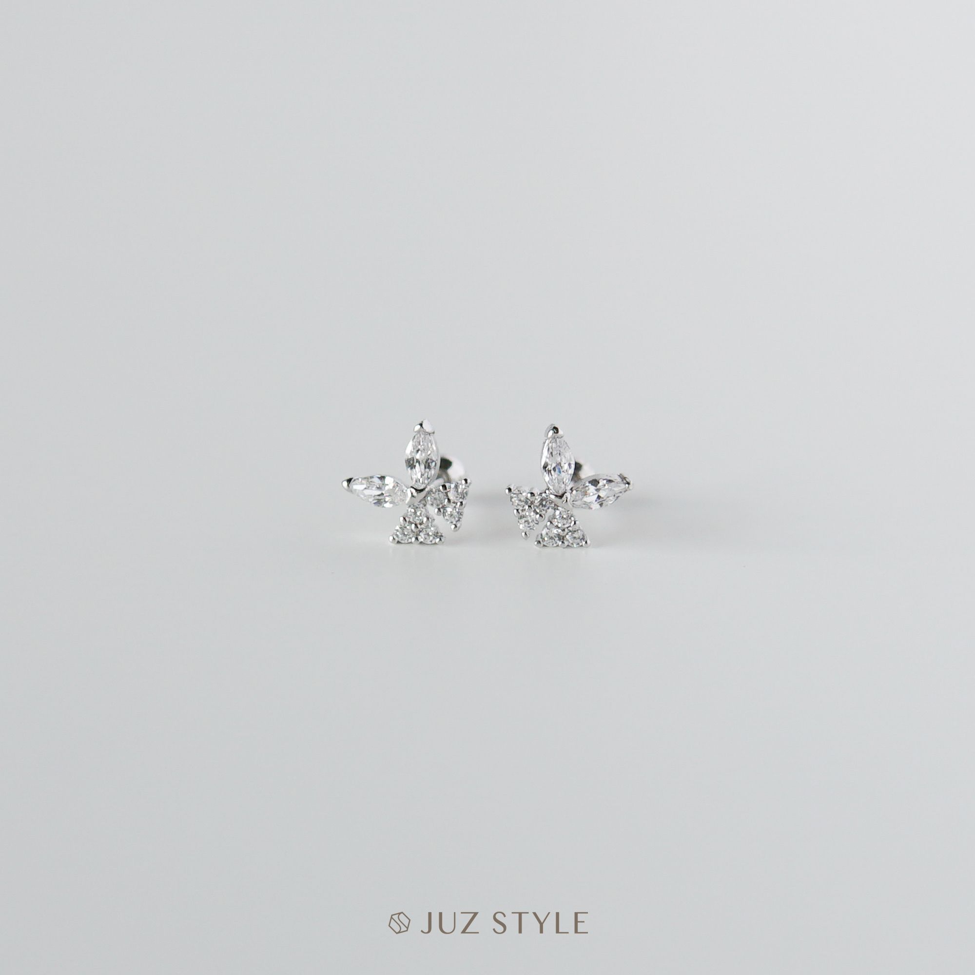  Bông tai bạc Butterfly Cz ballstuds 