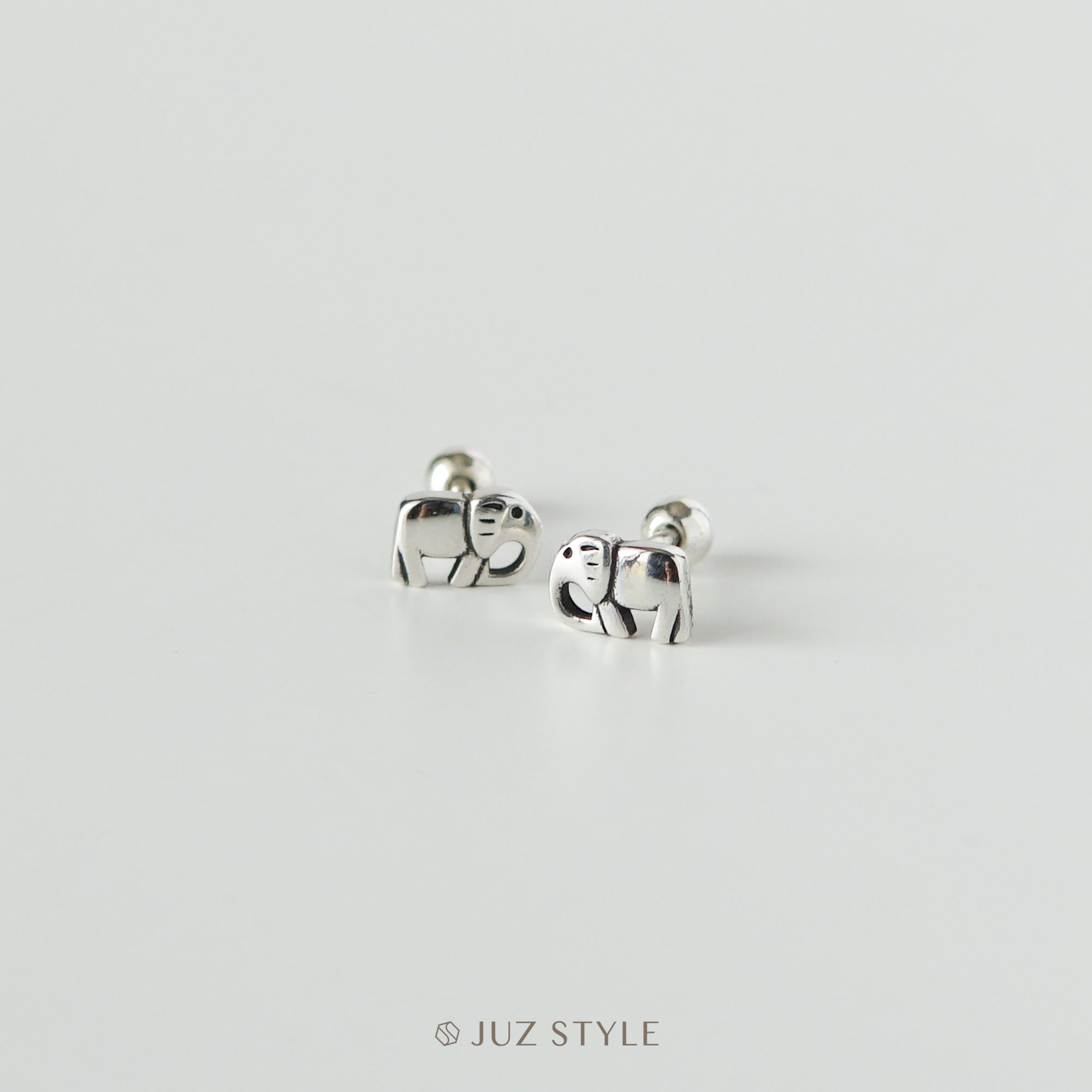  Bông tai bạc Vintage elephant ballstuds 