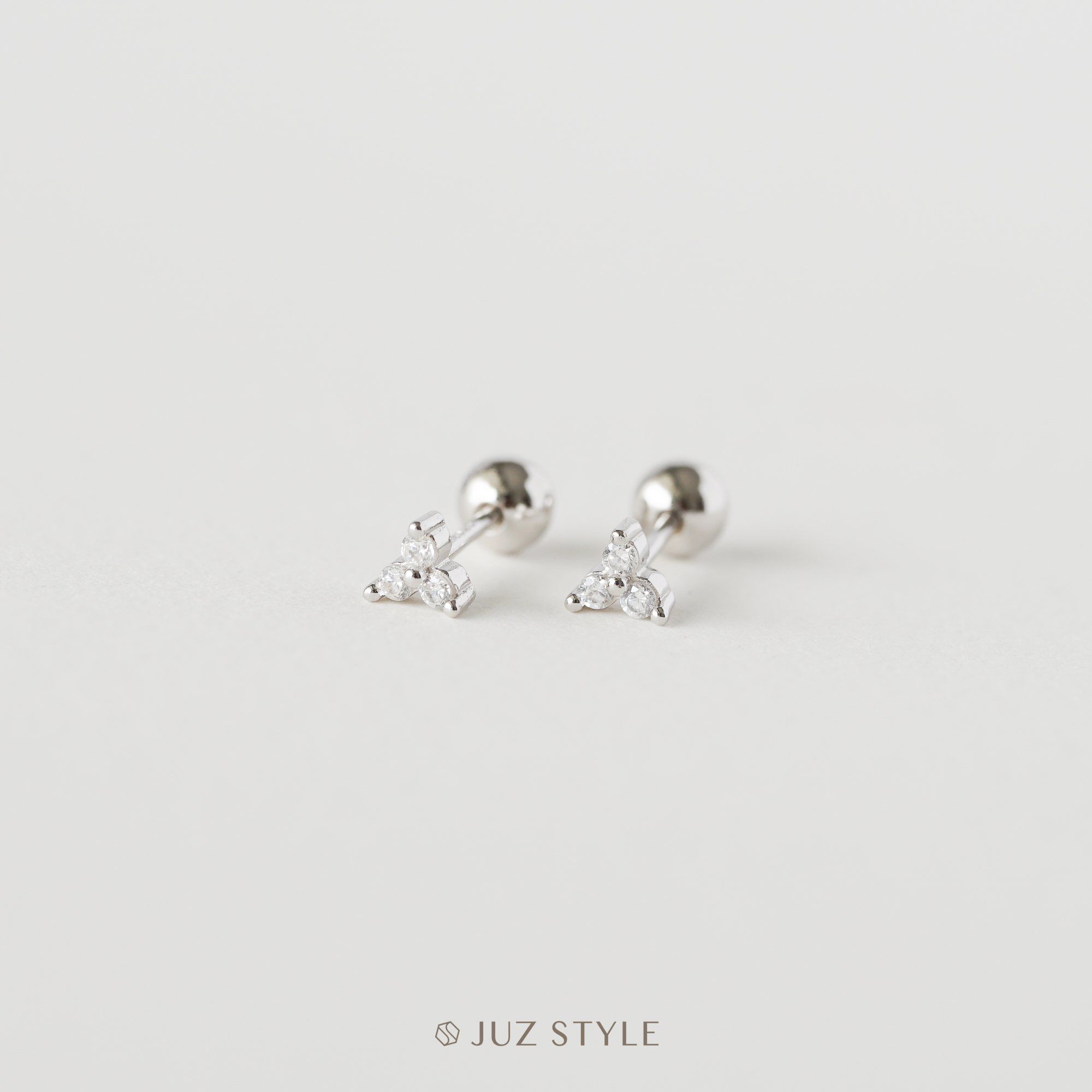  Bông tai bạc CZ ballstuds 