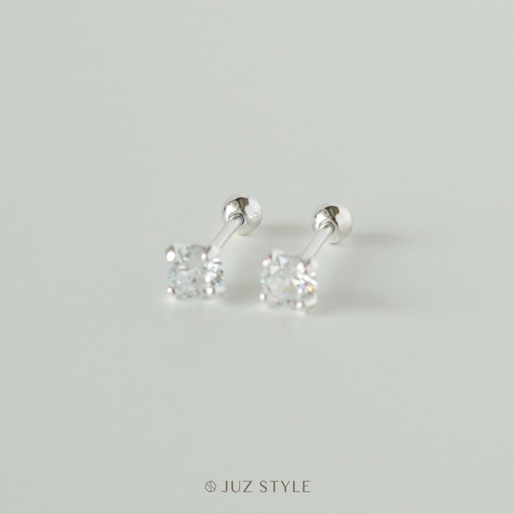  Bông tai bạc Cz 4-prong ballstuds 