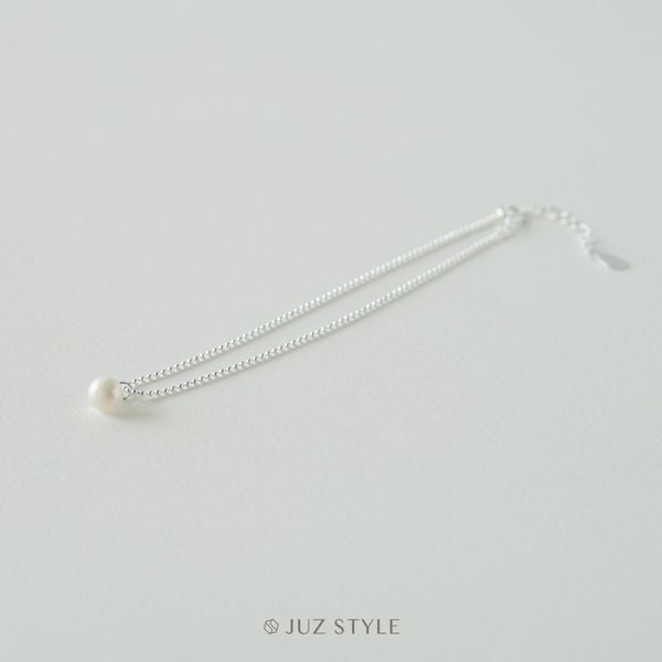  Lắc chân bạc ball chain with pearl 