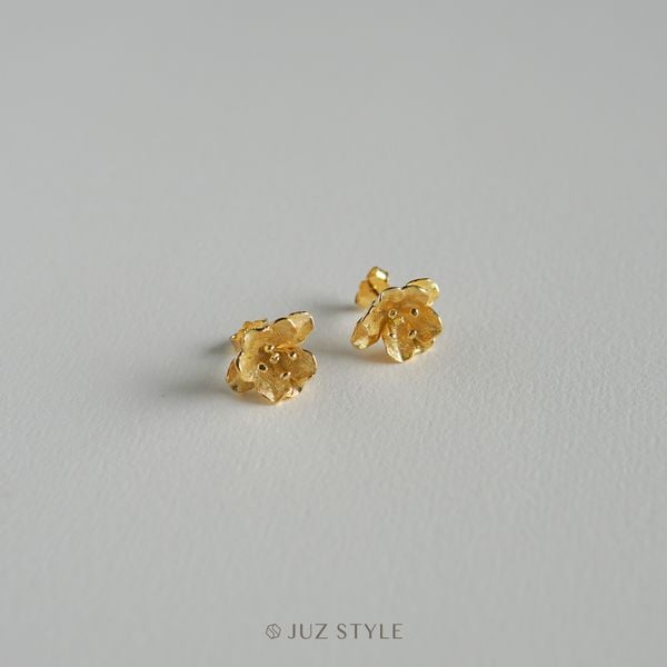  Bông tai bạc mạ vàng Begonia 