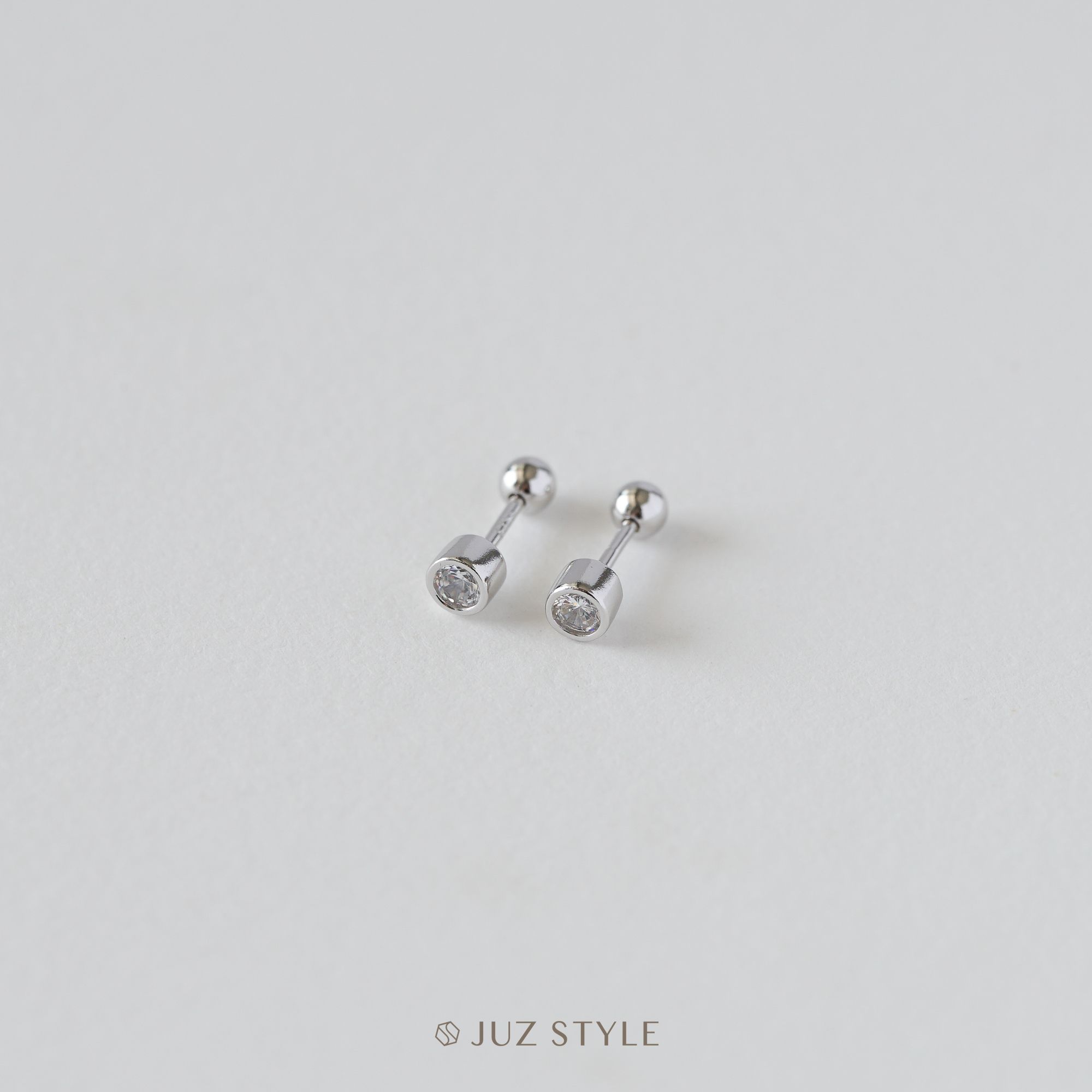  Bông tai bạc Cz ballstuds 