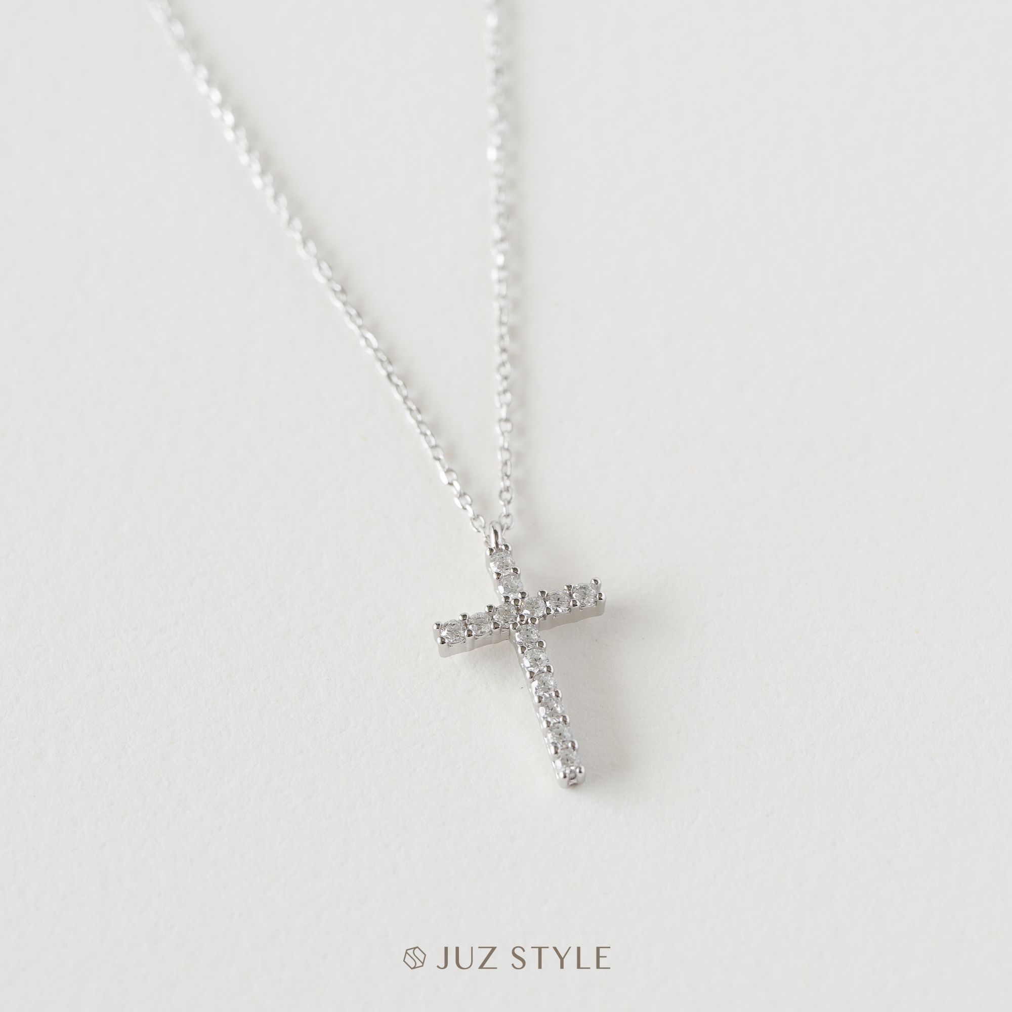  Dây chuyền bạc CZ Cross 