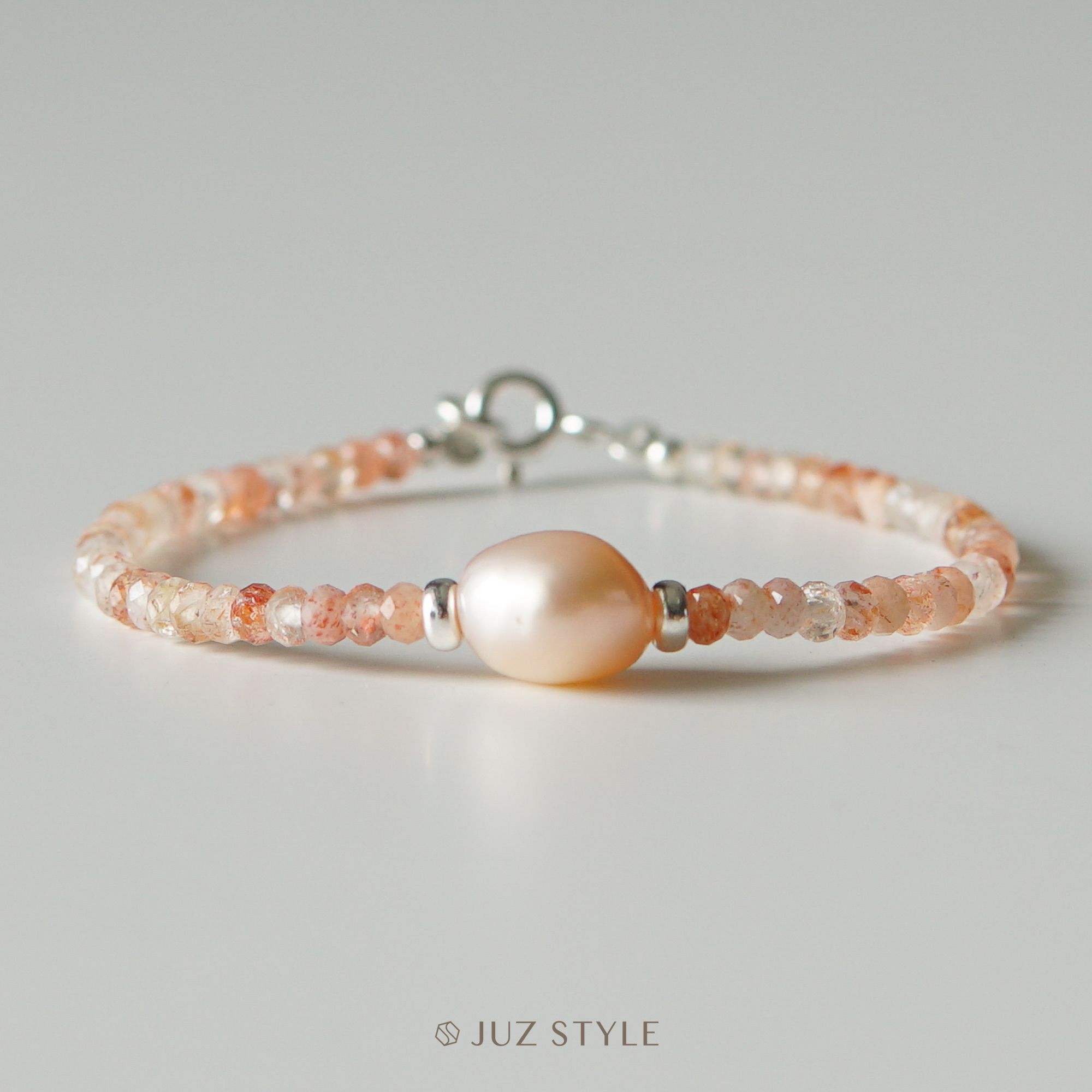  Vòng tay đá Sunstone x pearl 