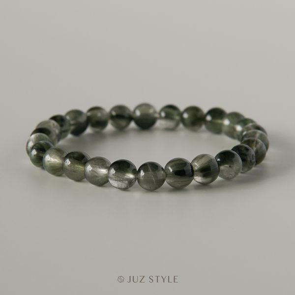  Vòng tay đá thạch anh tóc xanh (Premium Green rutilated quartz) 6.7mm 