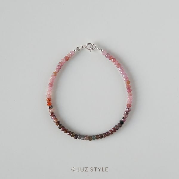  Vòng tay đá Sapphire hồng ombré 3x2mm 