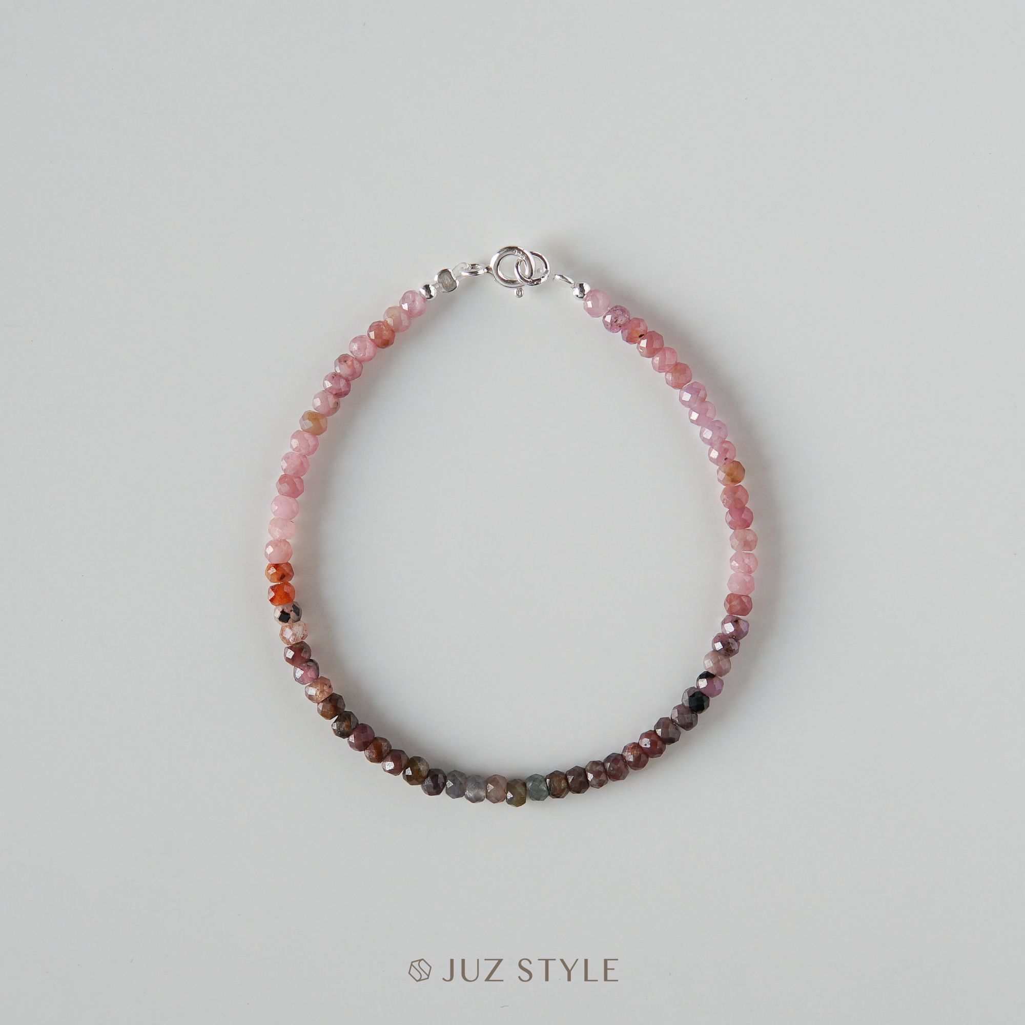  Vòng tay đá Sapphire hồng ombré 3x2mm 