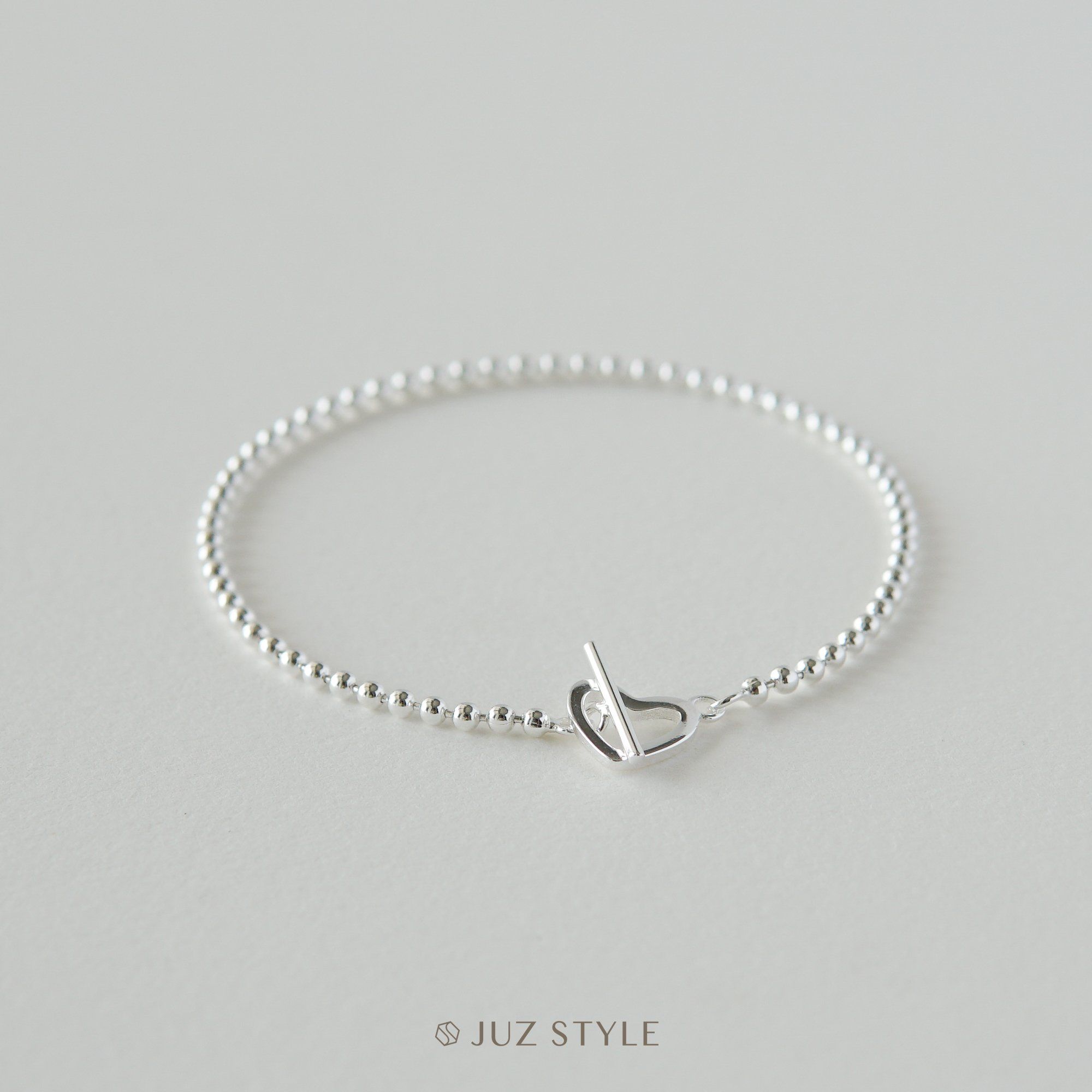  Lắc tay bạc ball chain with heart lock 