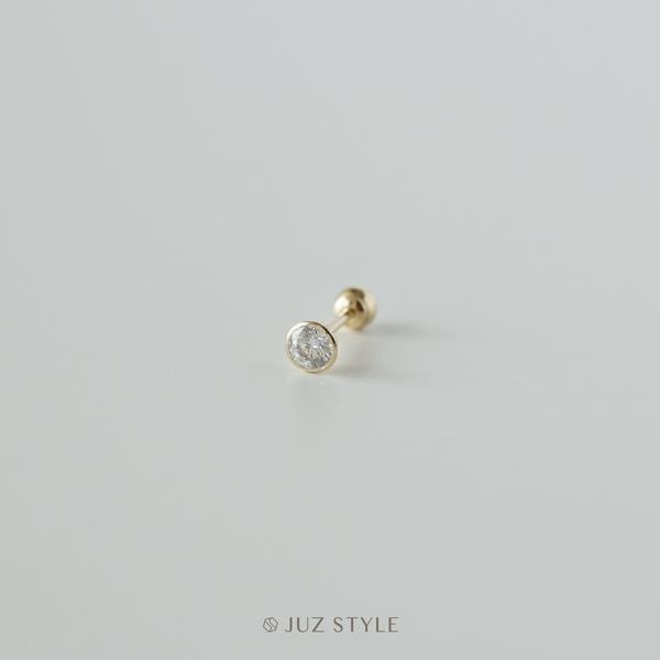  Bông tai vàng 14K Bezel Ballstud (1 chiếc) 