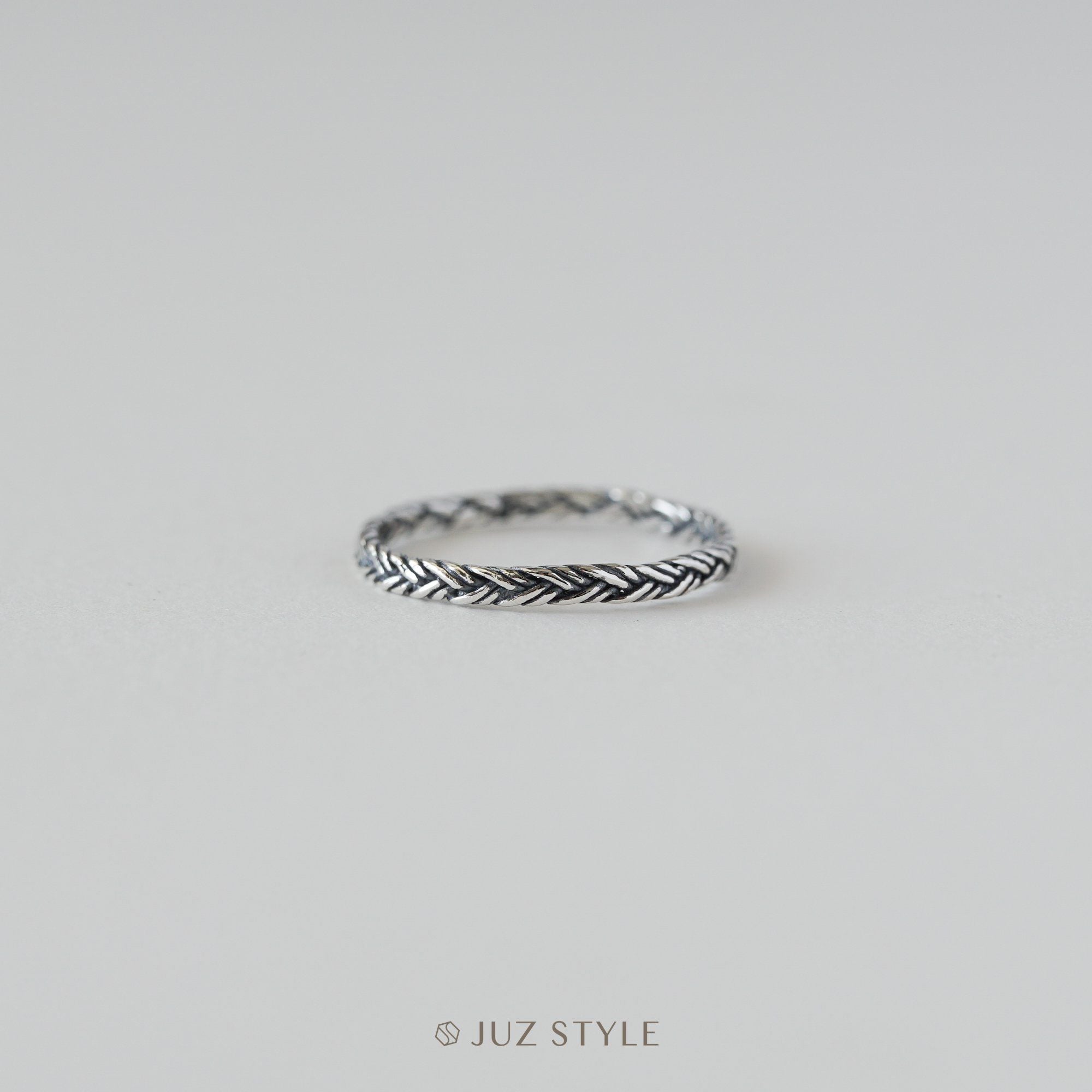  Nhẫn bạc Double lines twist 