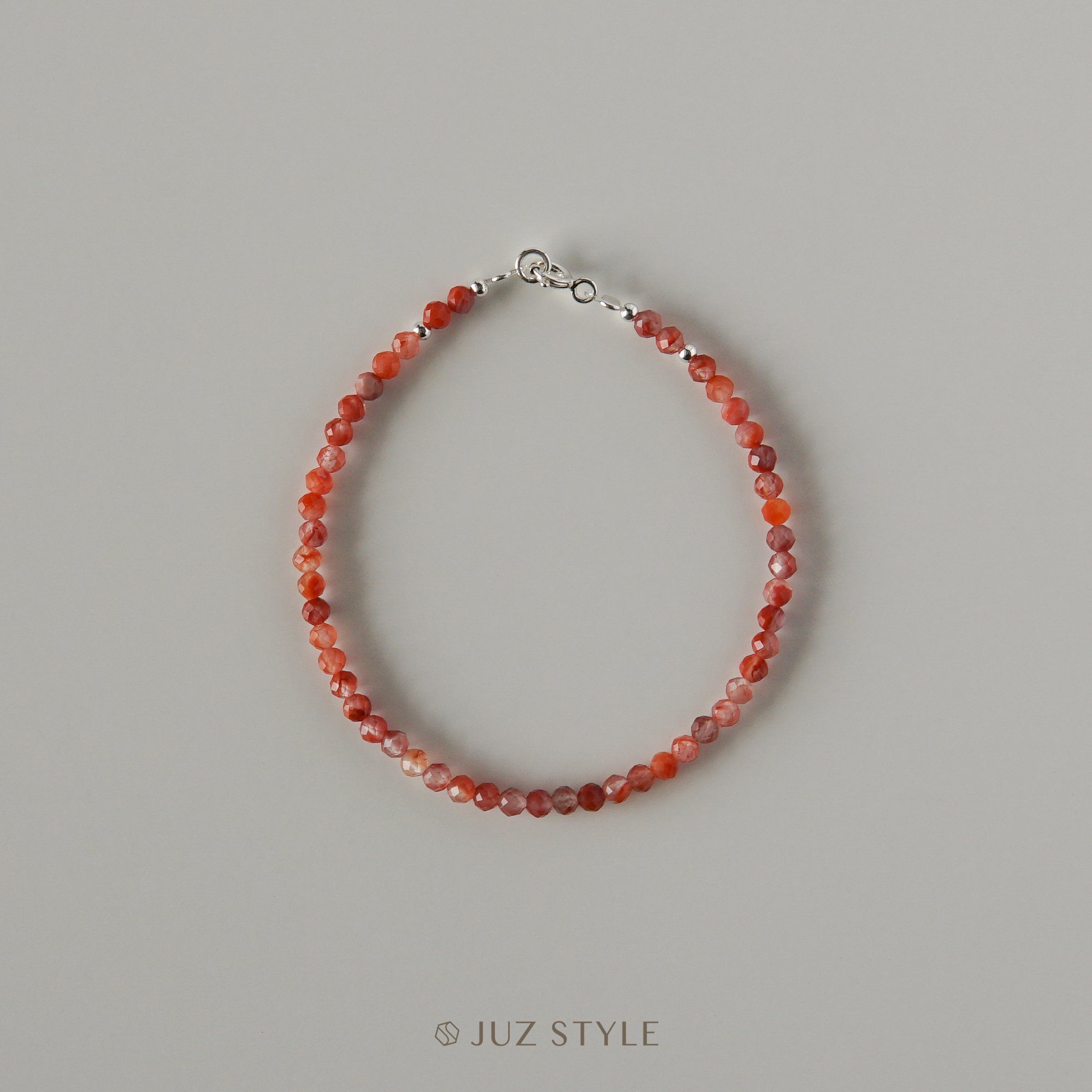  Vòng tay đá Mã não Nam hồng (South Red Agate) 3.1mm 