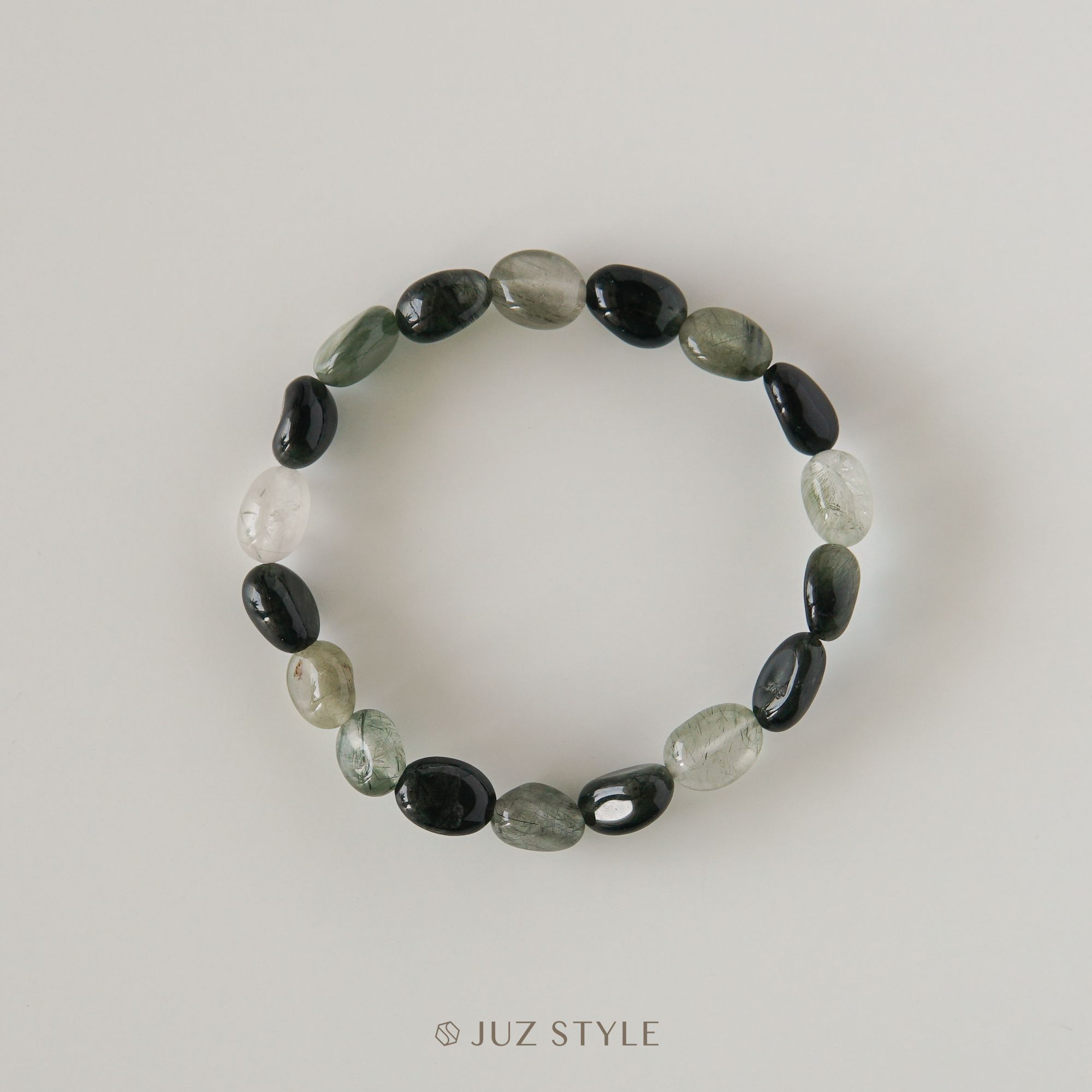  Vòng tay đá thạch anh tóc xanh (Green rutilated quartz) 10x8mm 