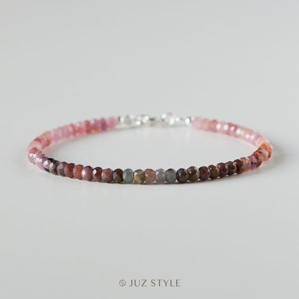  Vòng tay đá Sapphire hồng ombré 3x2mm 