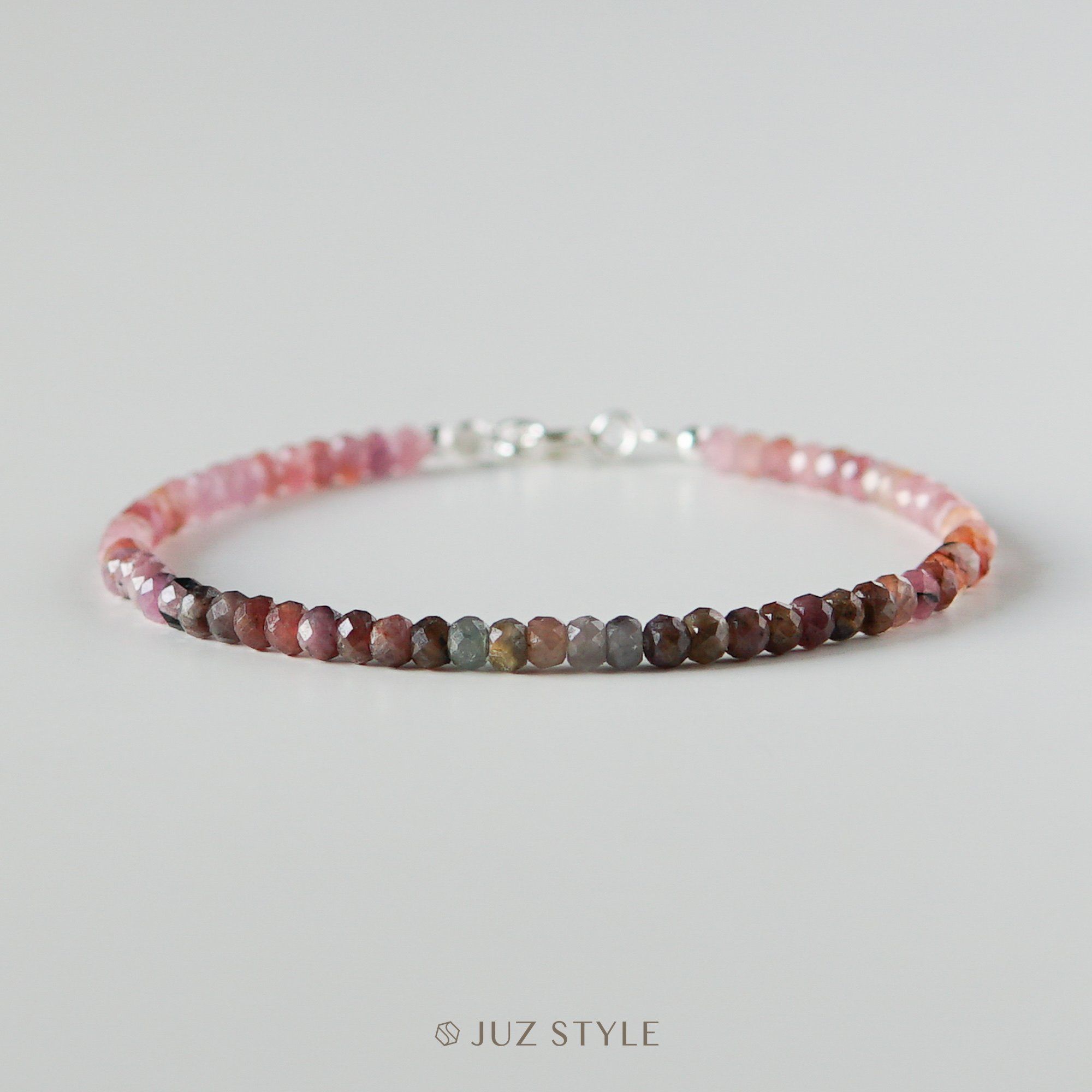  Vòng tay đá Sapphire hồng ombré 3x2mm 