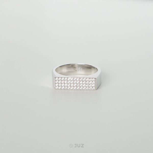  Nhẫn bạc nam Signet Rectangle Cz 