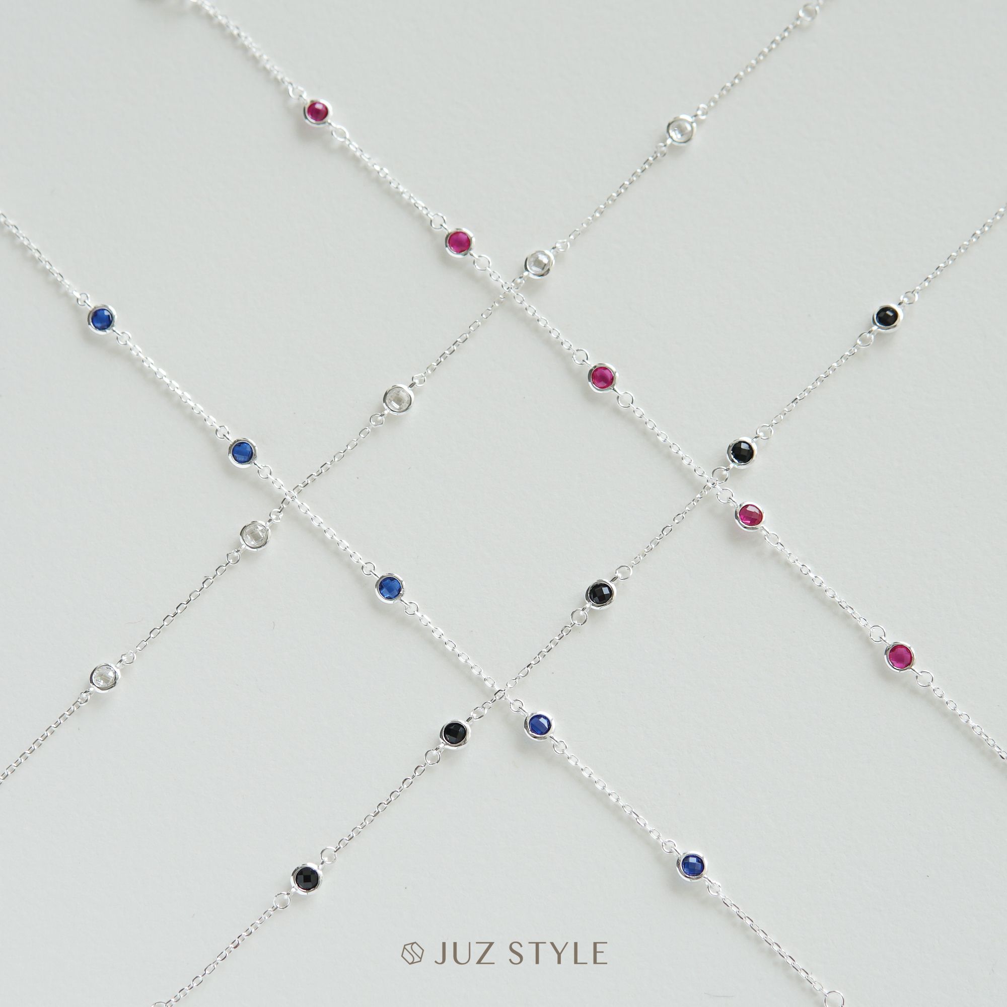  Lắc tay bạc Five CZ stones 