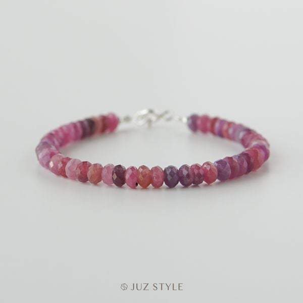  Vòng tay đá Ruby & Sapphire 4.5x2.6mm 16cm 