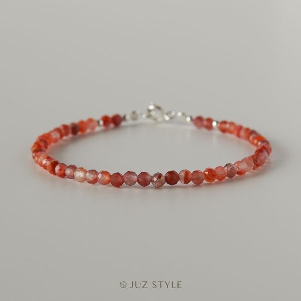  Vòng tay đá Mã não Nam hồng (South Red Agate) 3.1mm 