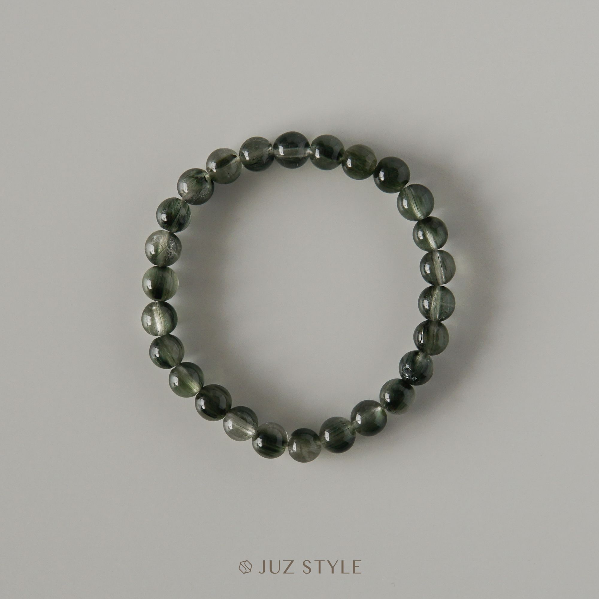  Vòng tay đá thạch anh tóc xanh (Premium Green rutilated quartz) 6.7mm 
