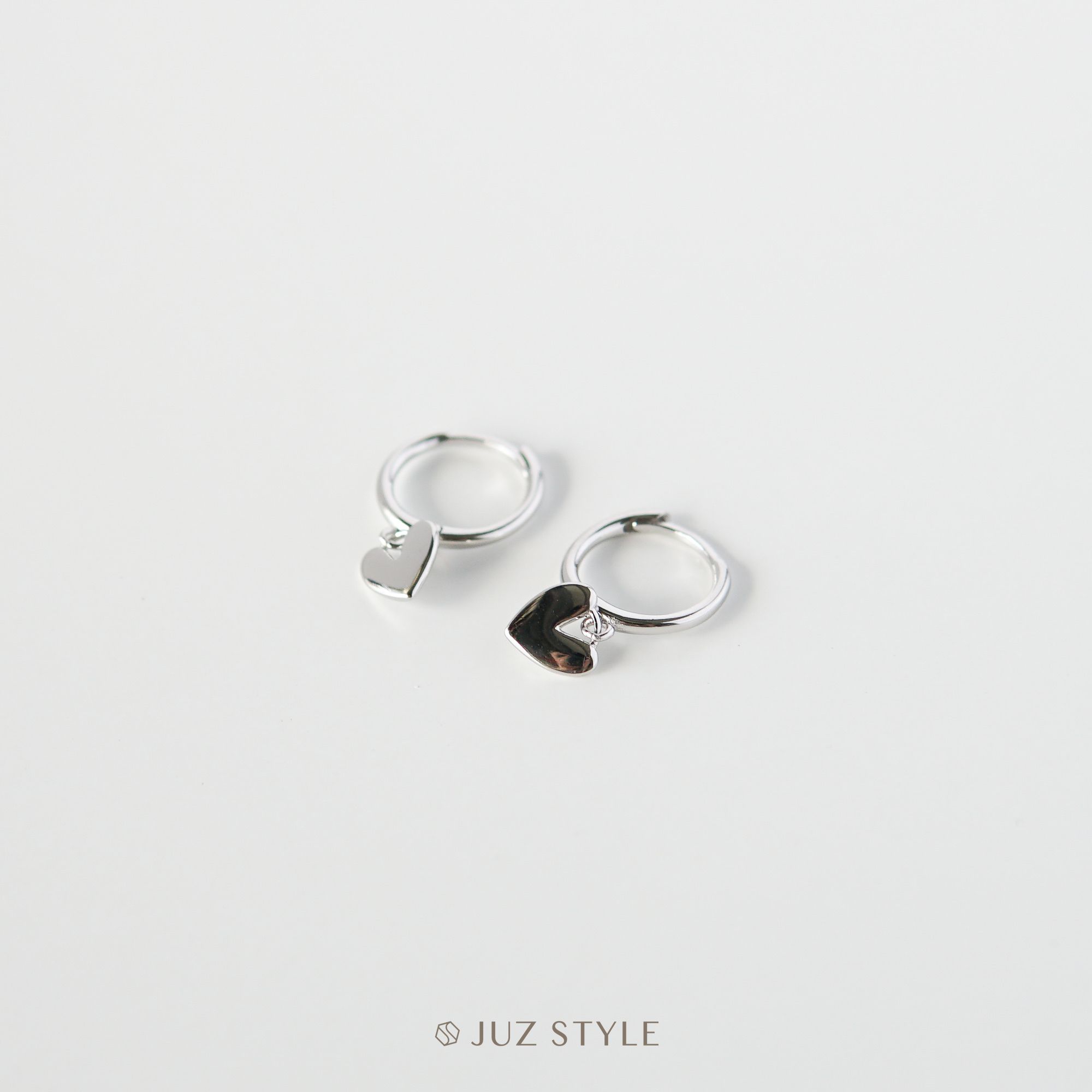  Bông tai bạc Heart hoop 