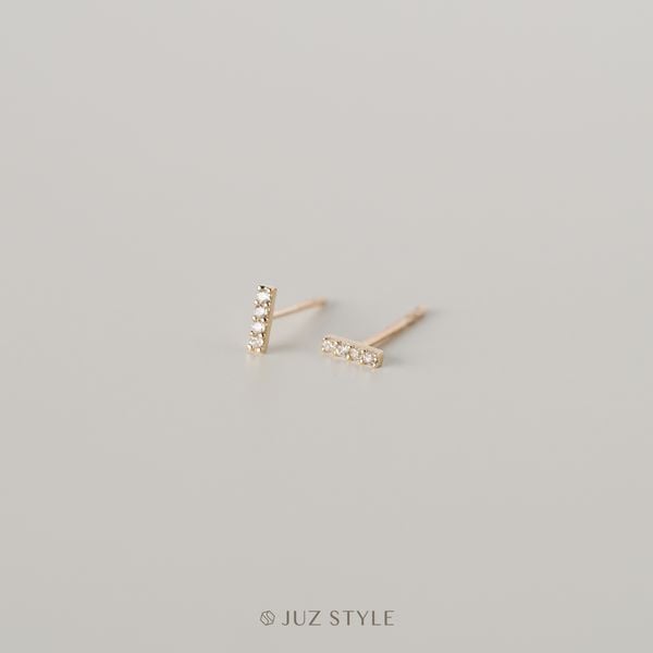  Bông tai vàng 14K the bar Cz 