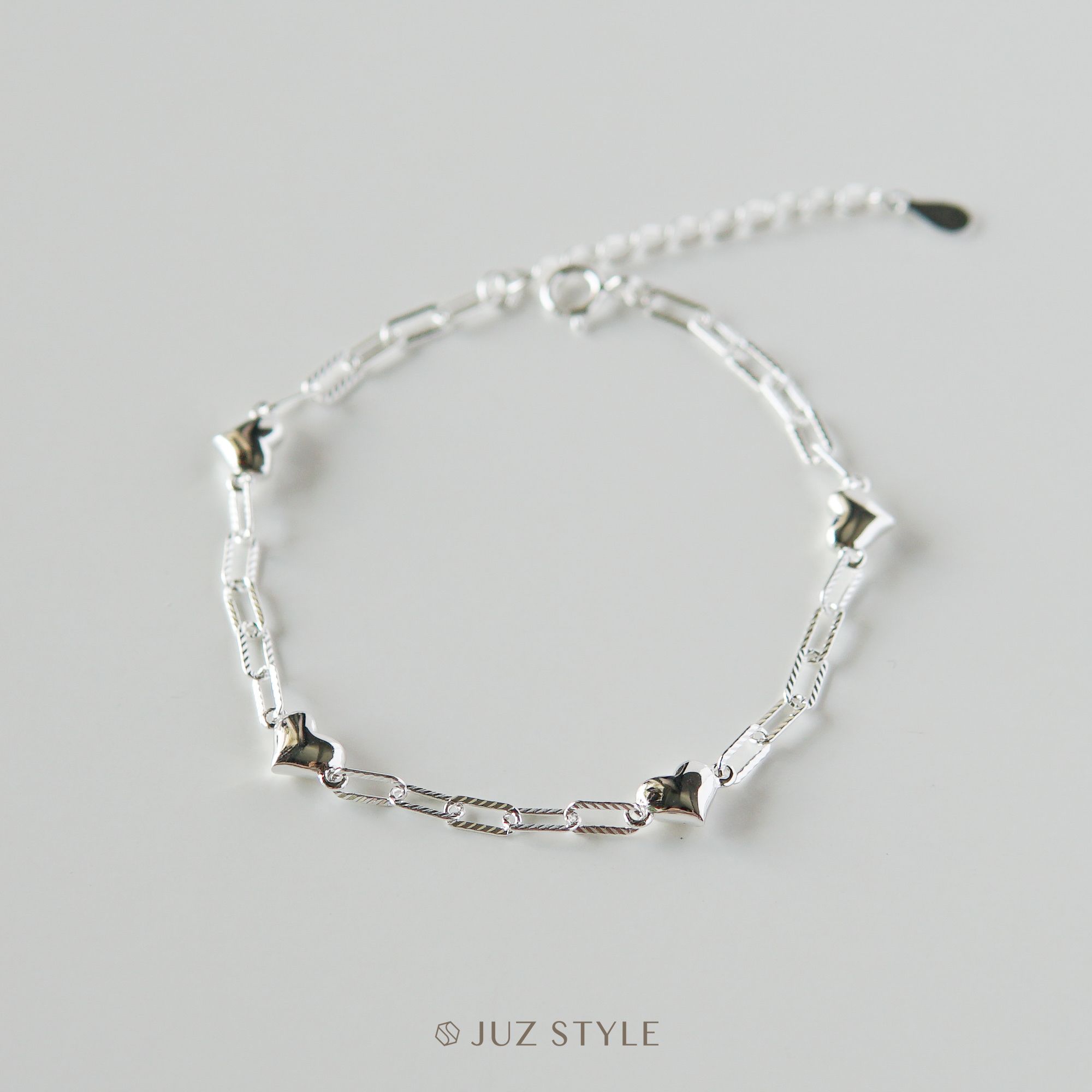  Lắc tay bạc Hearts oval chain 